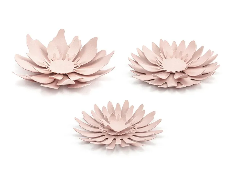 Decorazione da tavolo 3 fiori rosa antico 8 cm