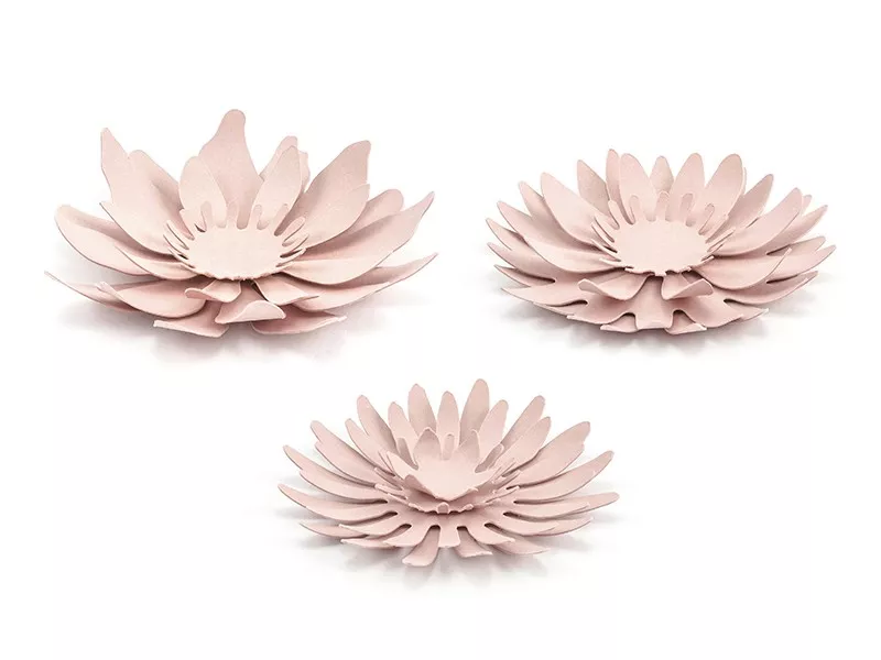 Decorazione da tavolo 3 fiori rosa antico 8 cm