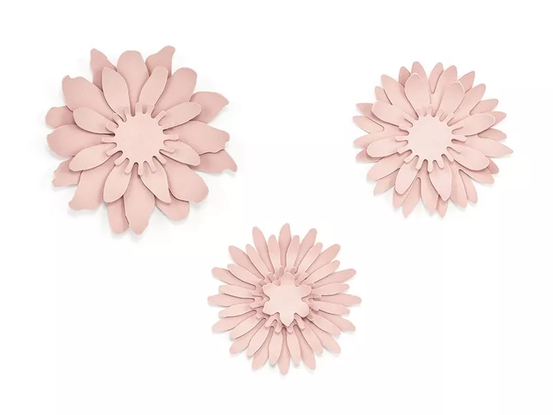 Decorazione da tavolo 3 fiori rosa antico 8 cm