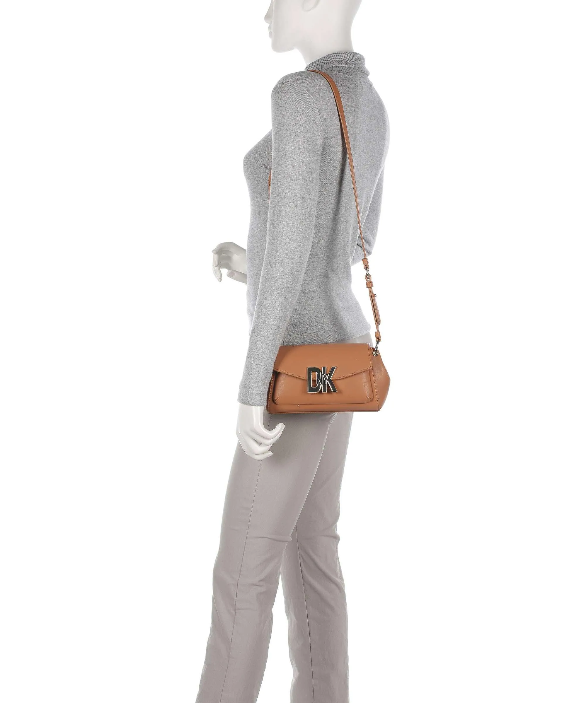  DKNY Milano Downtown Borsa a tracolla pelle di vacchetta finemente grana marrone  
