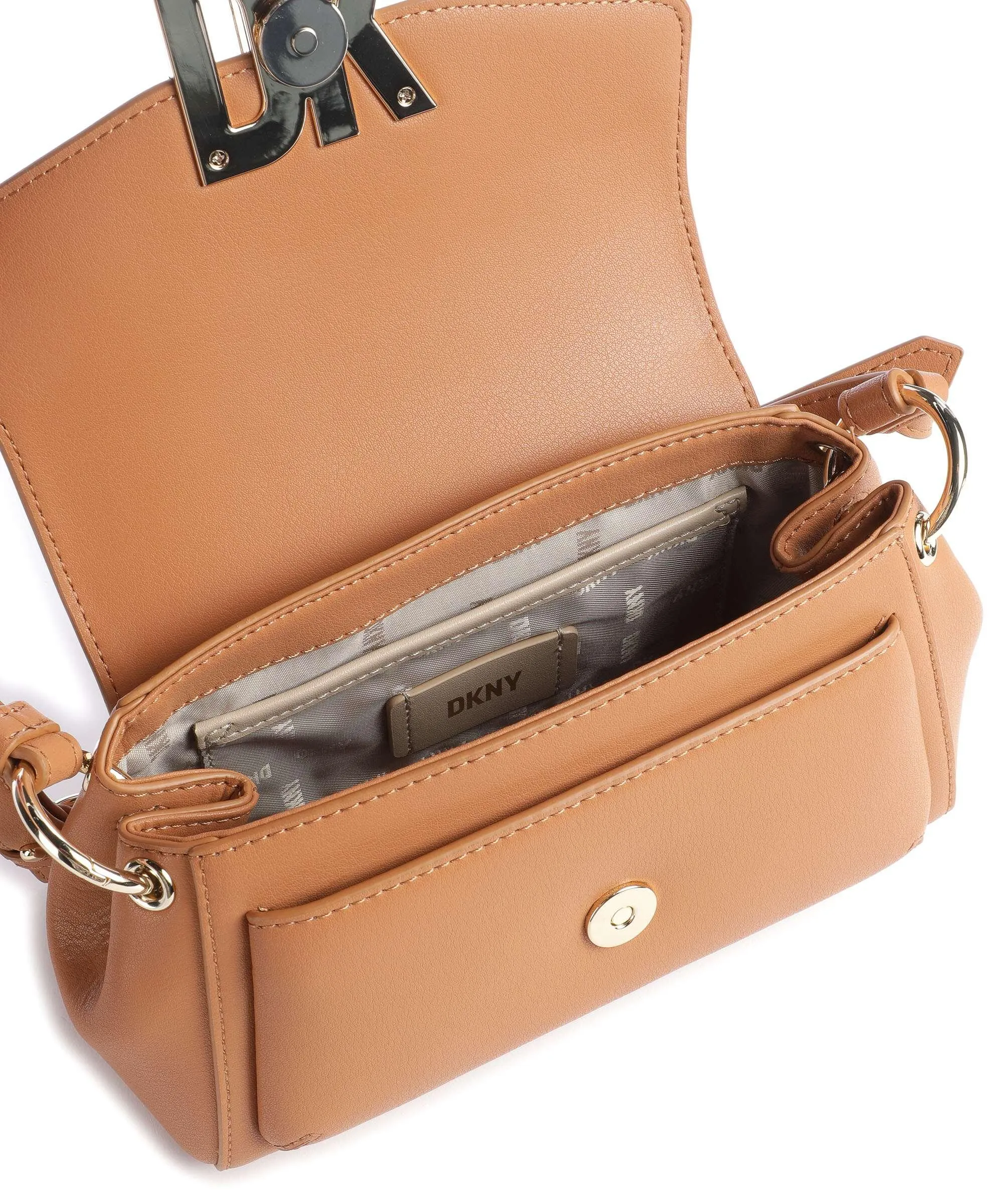  DKNY Milano Downtown Borsa a tracolla pelle di vacchetta finemente grana marrone  