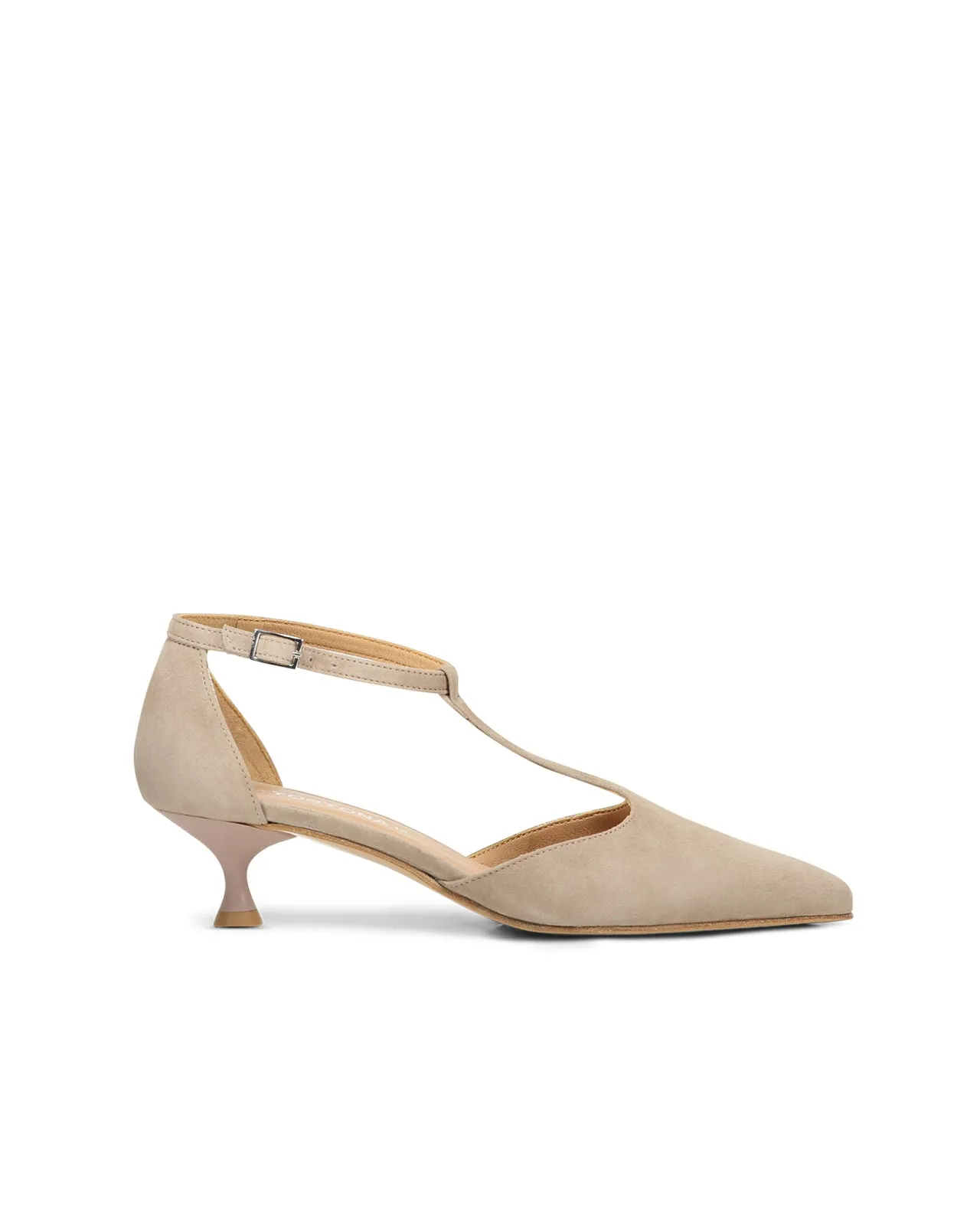 Décolleté kitten t-bar suede taupe