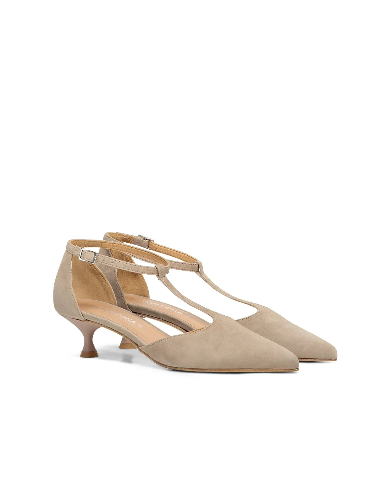 Décolleté kitten t-bar suede taupe