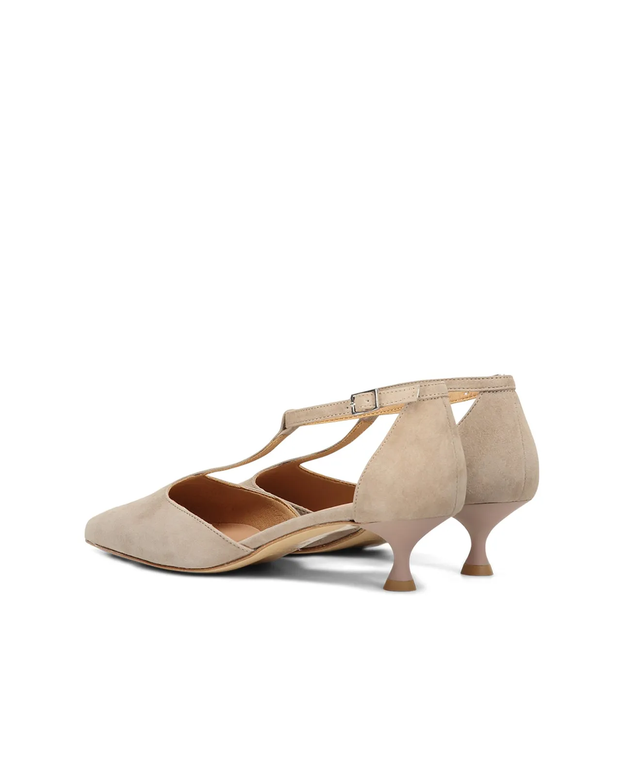 Décolleté kitten t-bar suede taupe