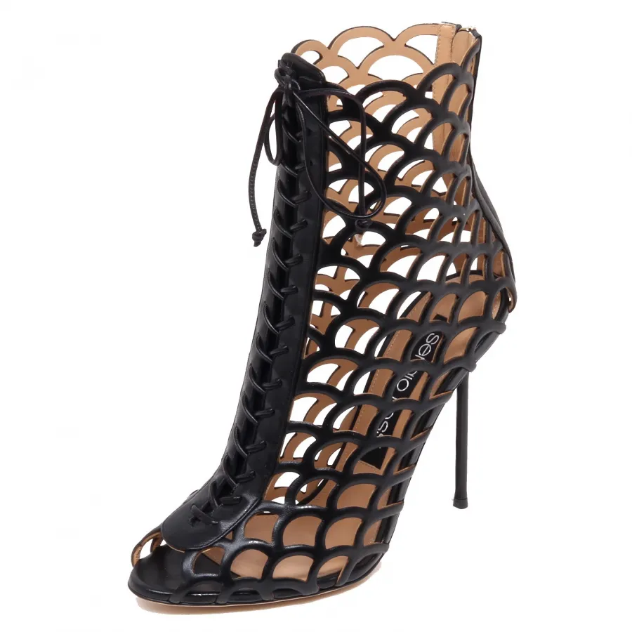 F6042 decollete donna black SERGIO ROSSI scarpe tronchetto shoe woman