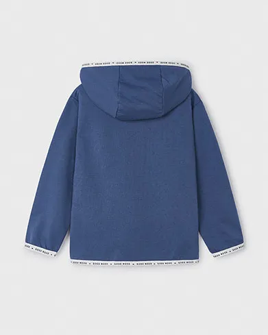 Felpa indaco in cotone con cappuccio e orli porta logo 3-7 anni