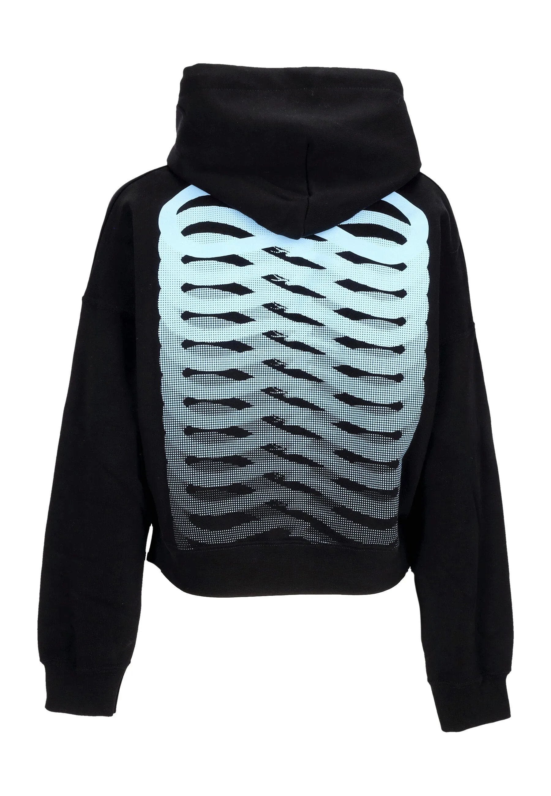 Felpa Leggera Cappuccio Corta Donna W Ribs Crop Top Hoodie Black