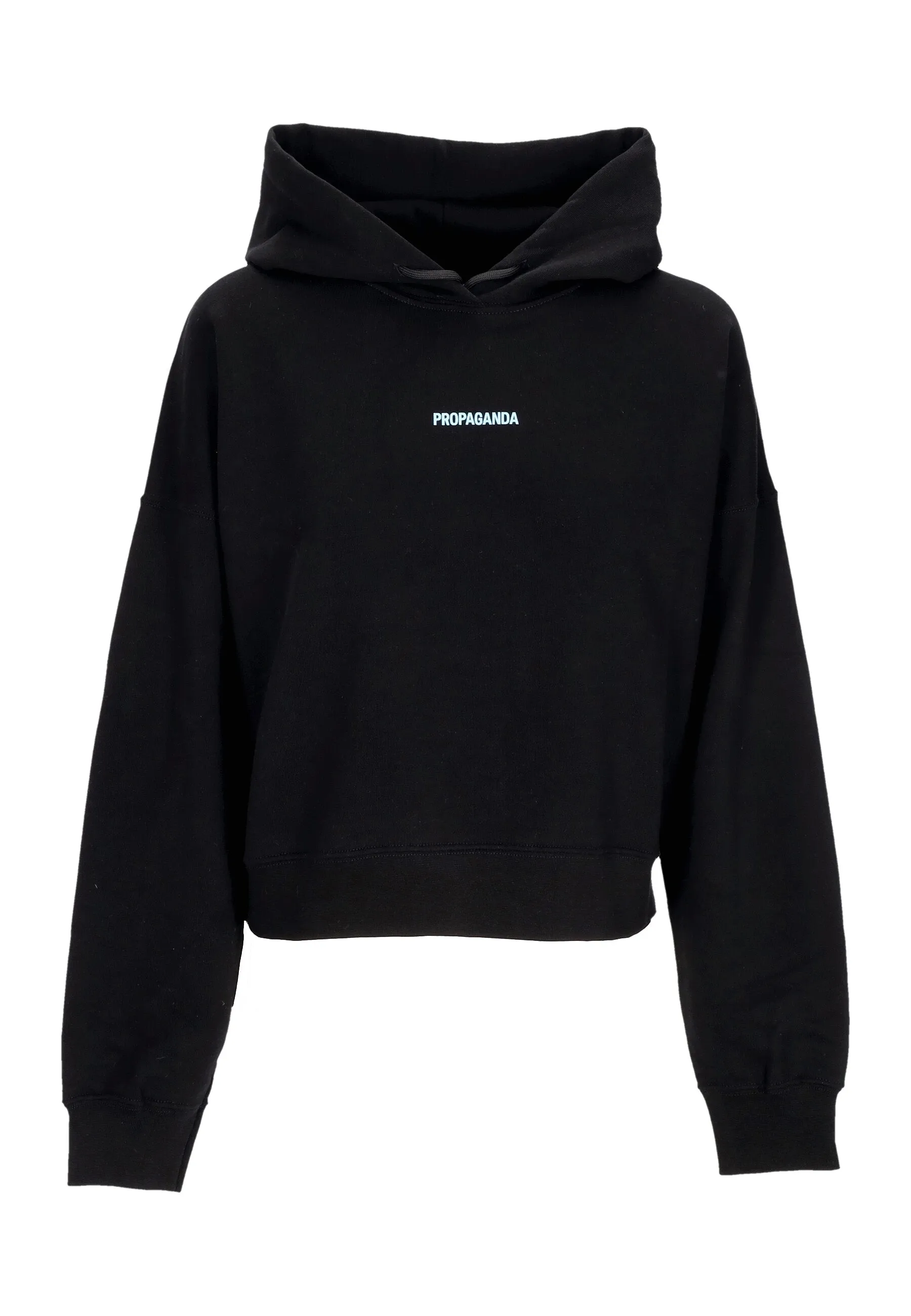 Felpa Leggera Cappuccio Corta Donna W Ribs Crop Top Hoodie Black