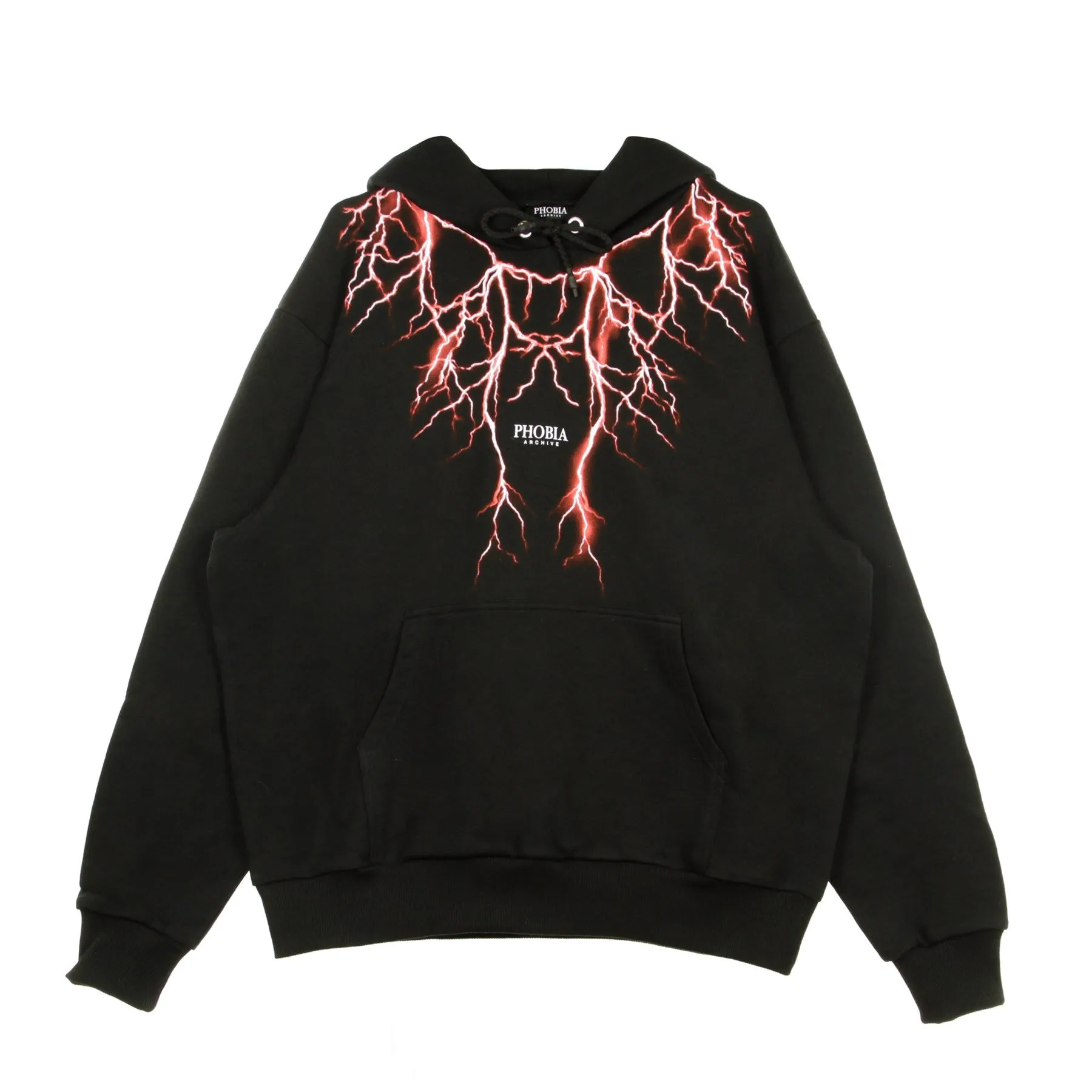 Felpa Leggera Cappuccio Uomo Red Lightning Hoodie Black/red