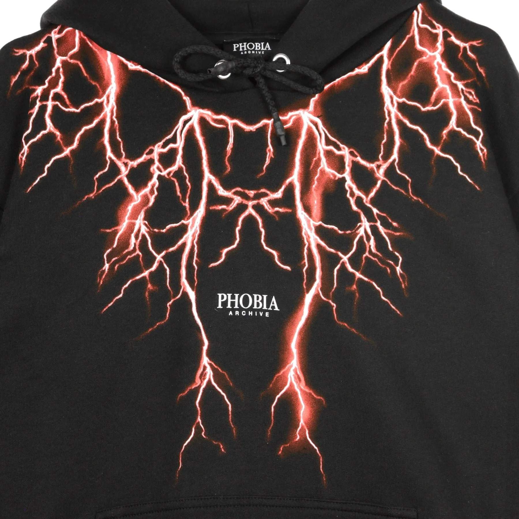 Felpa Leggera Cappuccio Uomo Red Lightning Hoodie Black/red