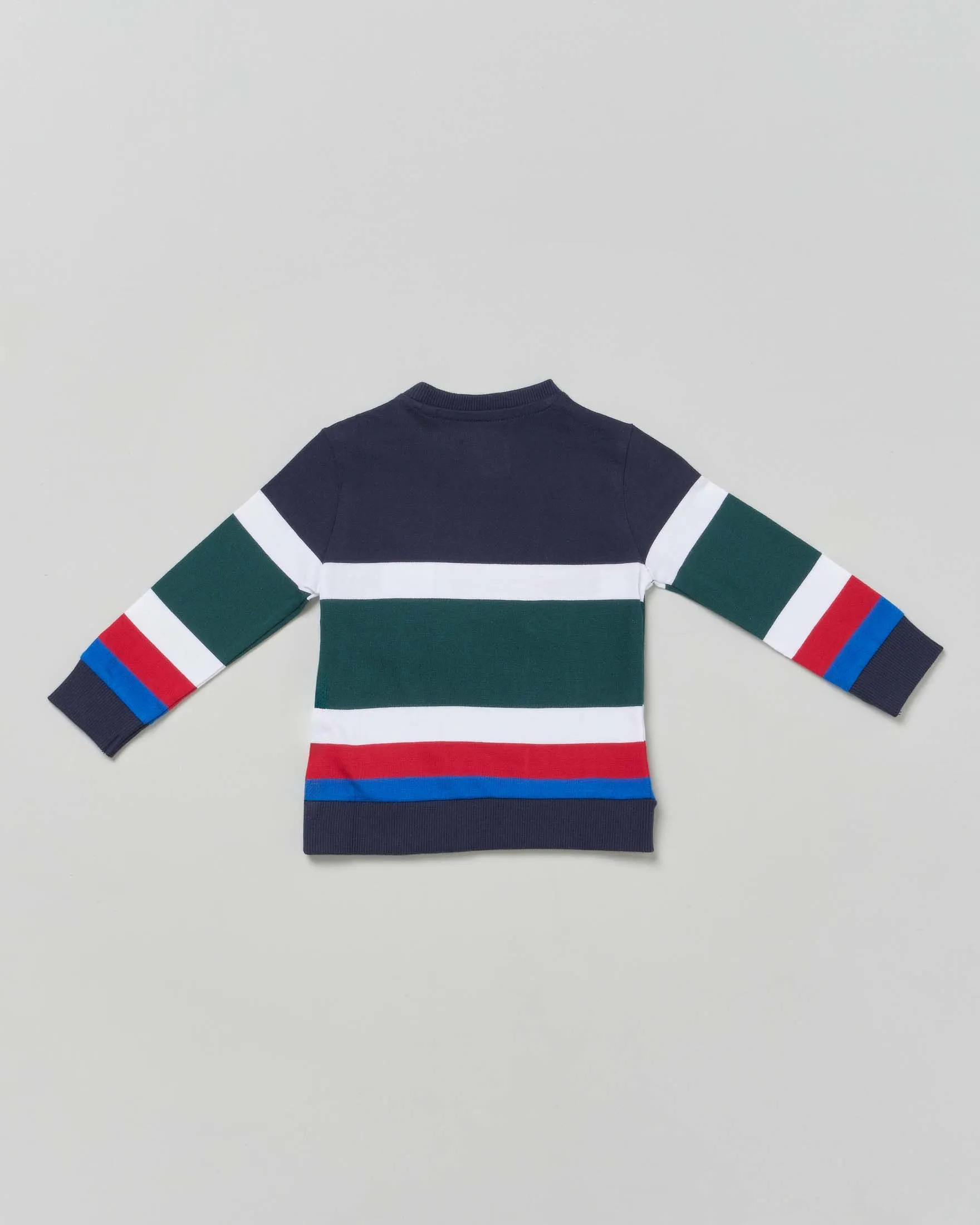Felpa rugby girocollo in puro cotone a fantasia rigata multicolor 9-24 mesi
