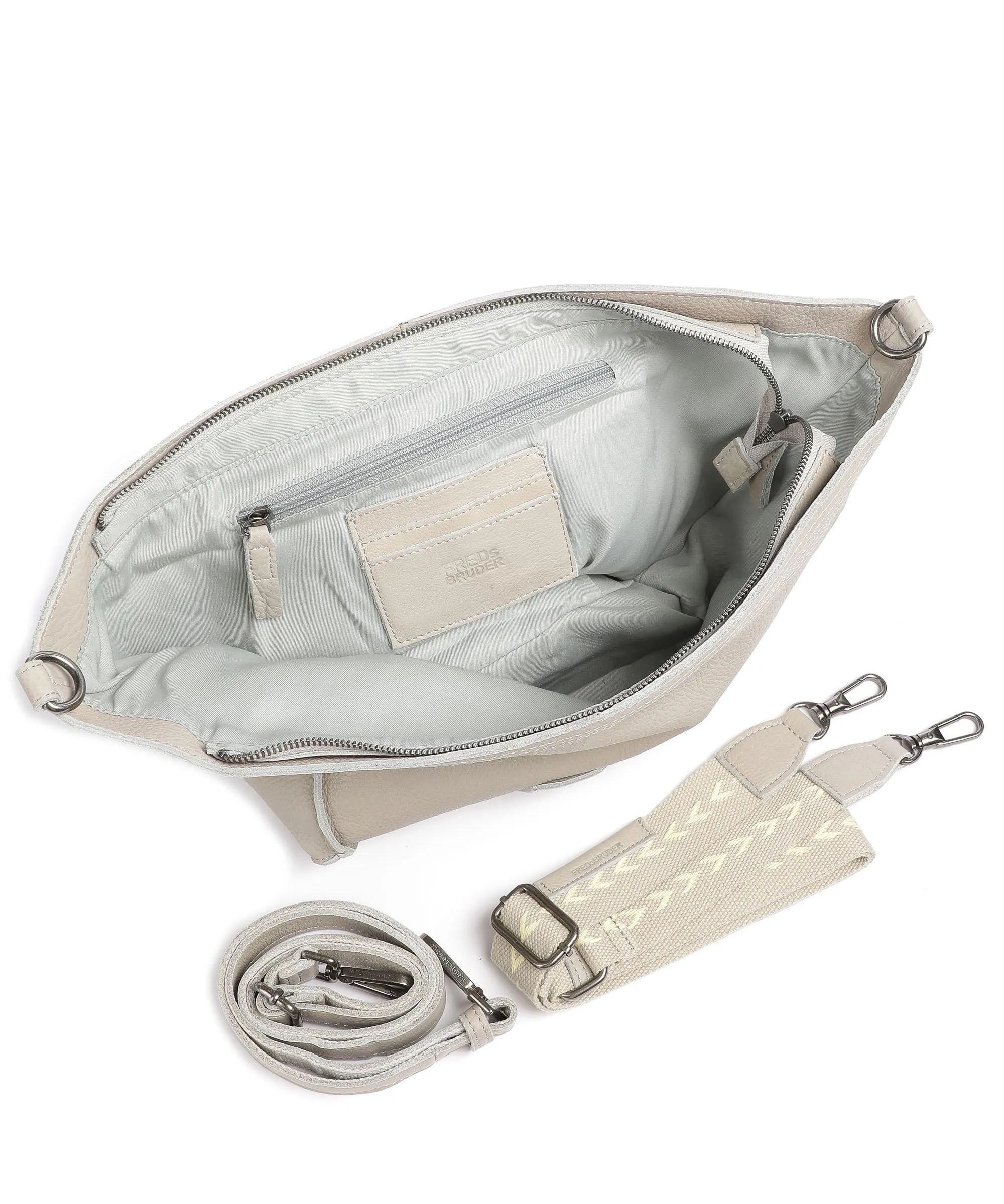  FredsBruder Stines Borsa a spalla pelle granulata grigio chiaro  