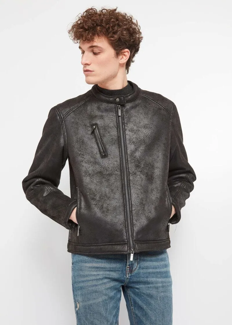 Giacca biker in simil pelle