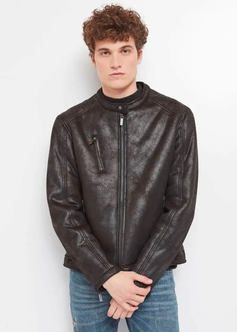 Giacca biker in simil pelle