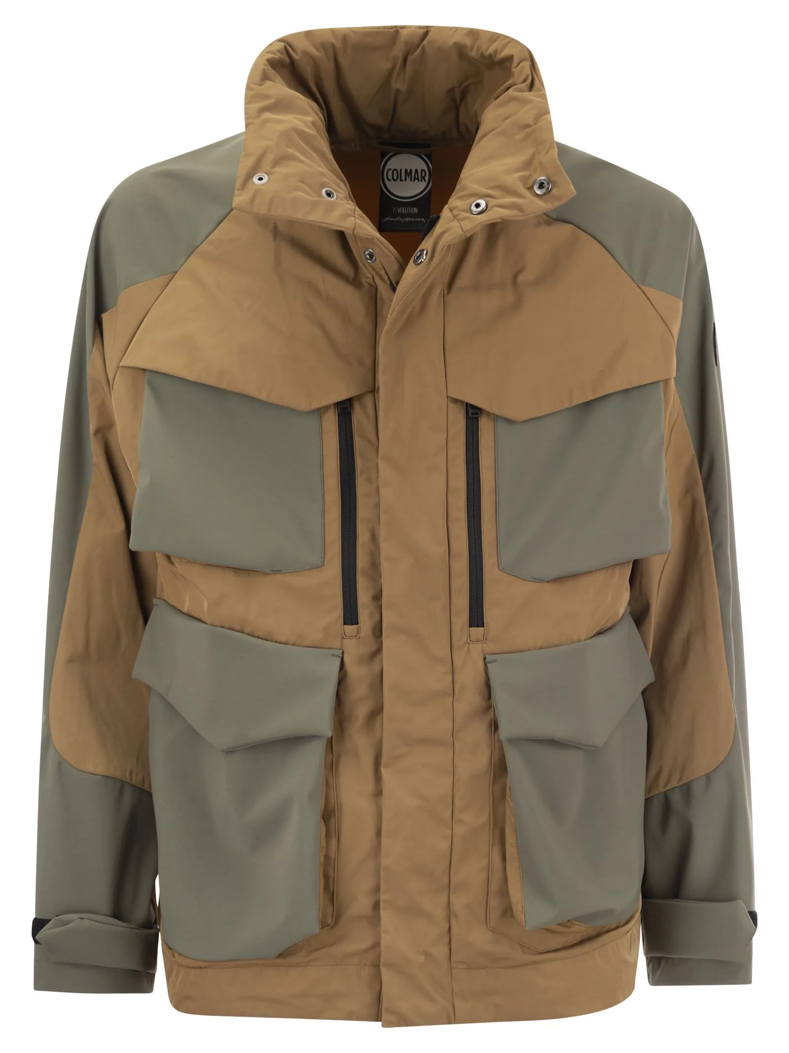 Giacca colorblock con cappuccio nascosto