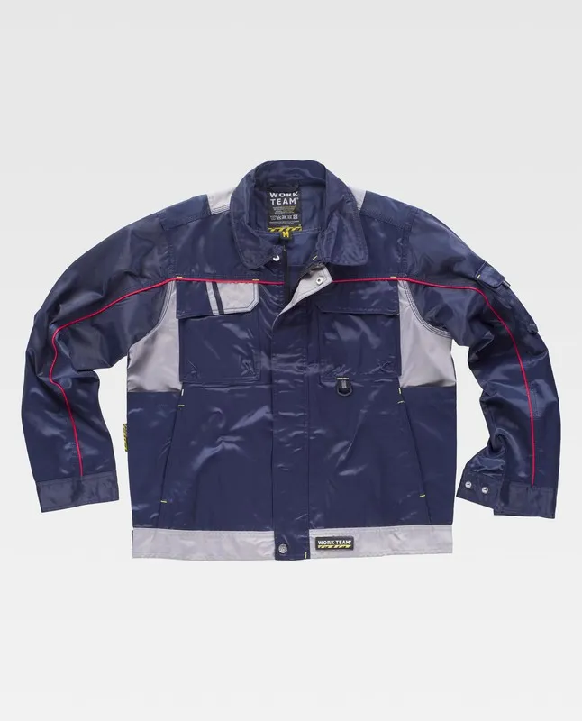 Giacca linea 9 abbinata a chiusura con zip in tessuto Beaver Nylon Navy Grey