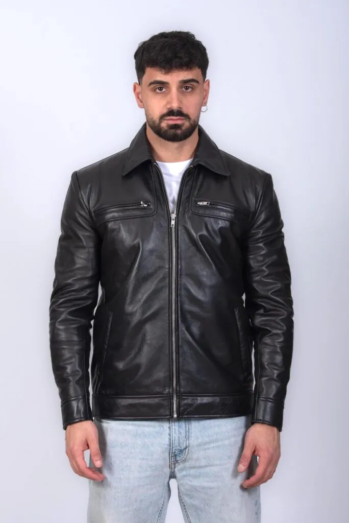 GIUBBINO IN PELLE UOMO NERO MOD. LAZZA