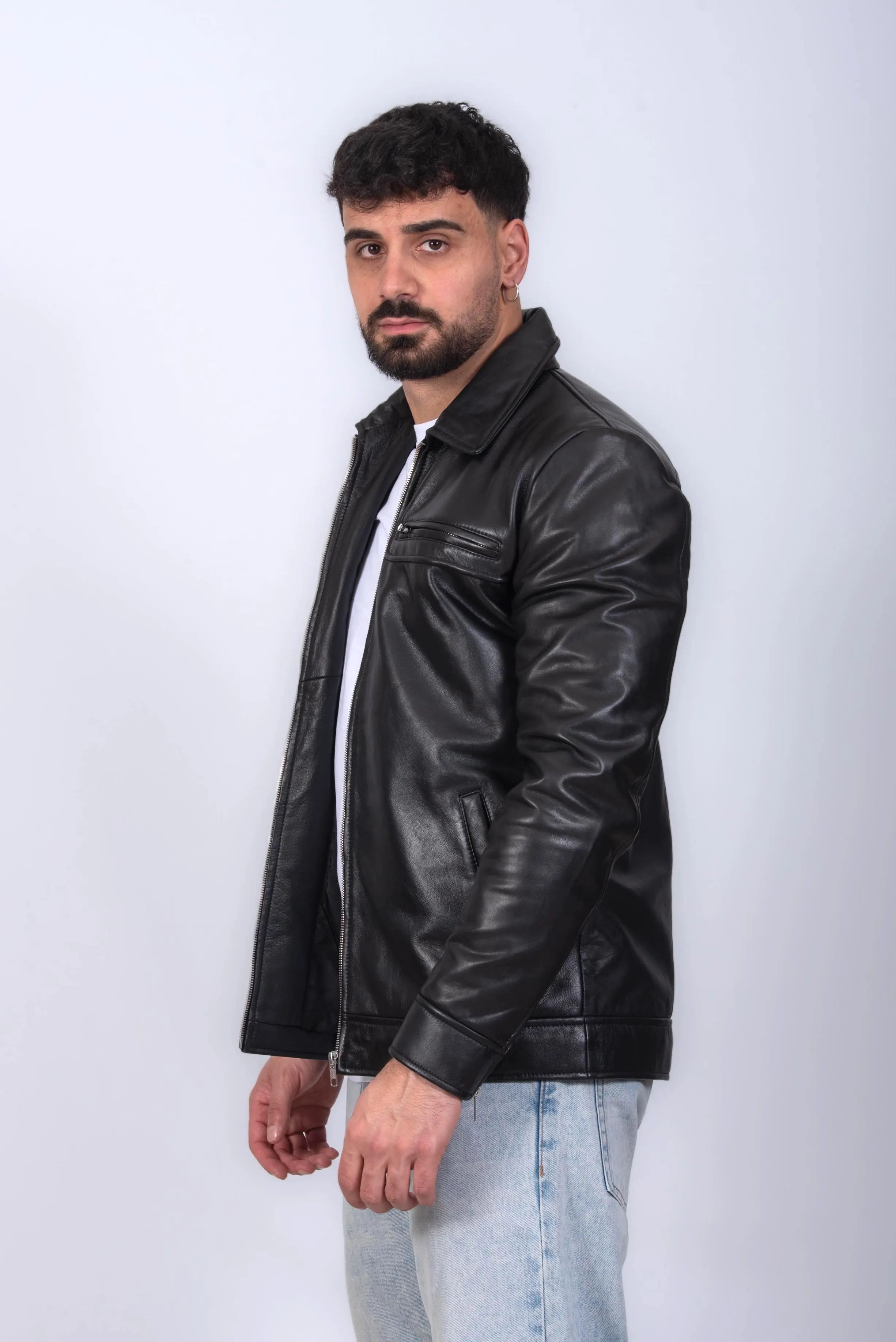 GIUBBINO IN PELLE UOMO NERO MOD. LAZZA