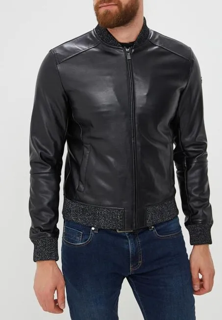 GIUBBOTTO UOMO BOMBER TRUSSARDI ECOPELLE NERO