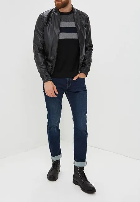 GIUBBOTTO UOMO BOMBER TRUSSARDI ECOPELLE NERO