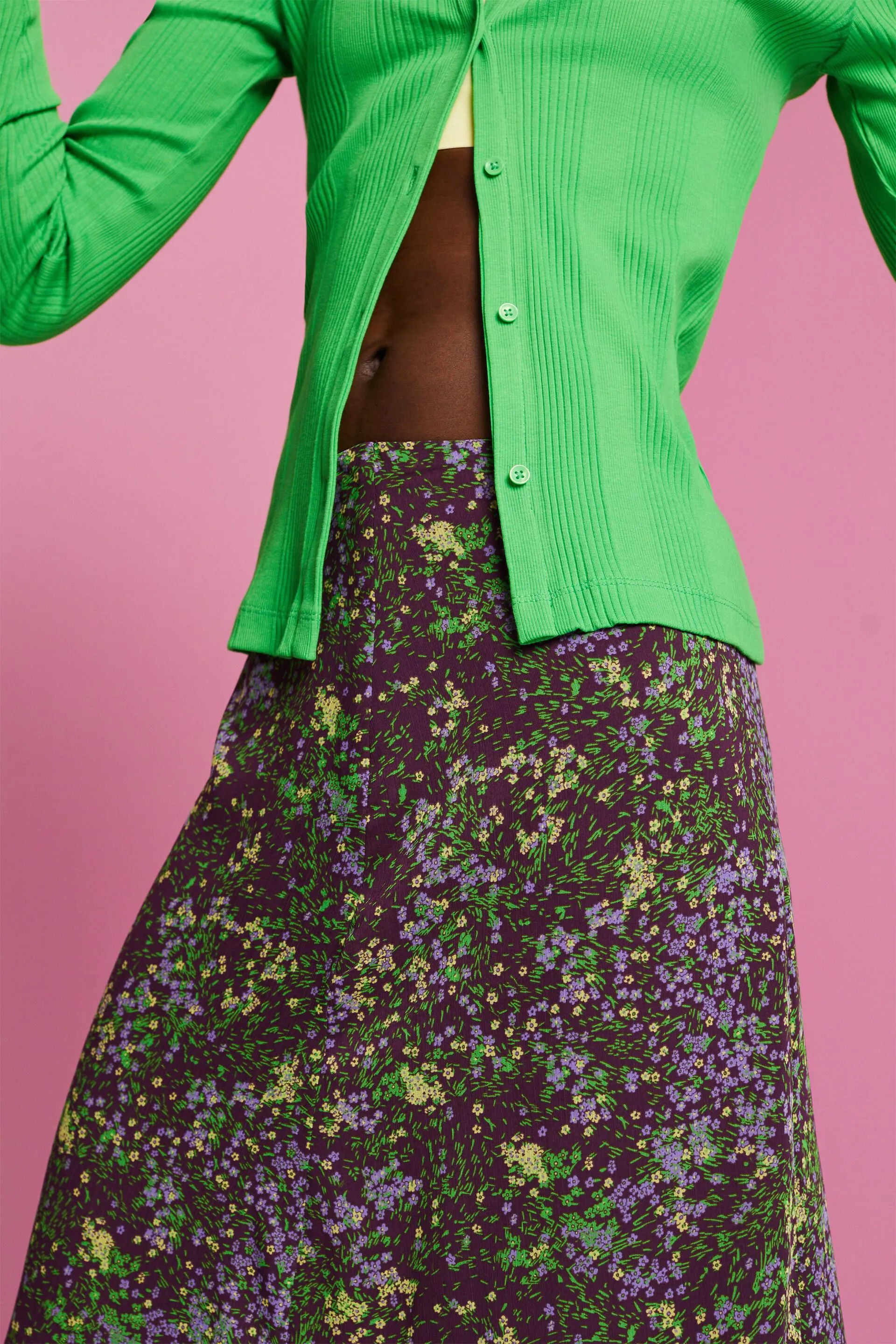 Gonna midi a fantasia in chiffon