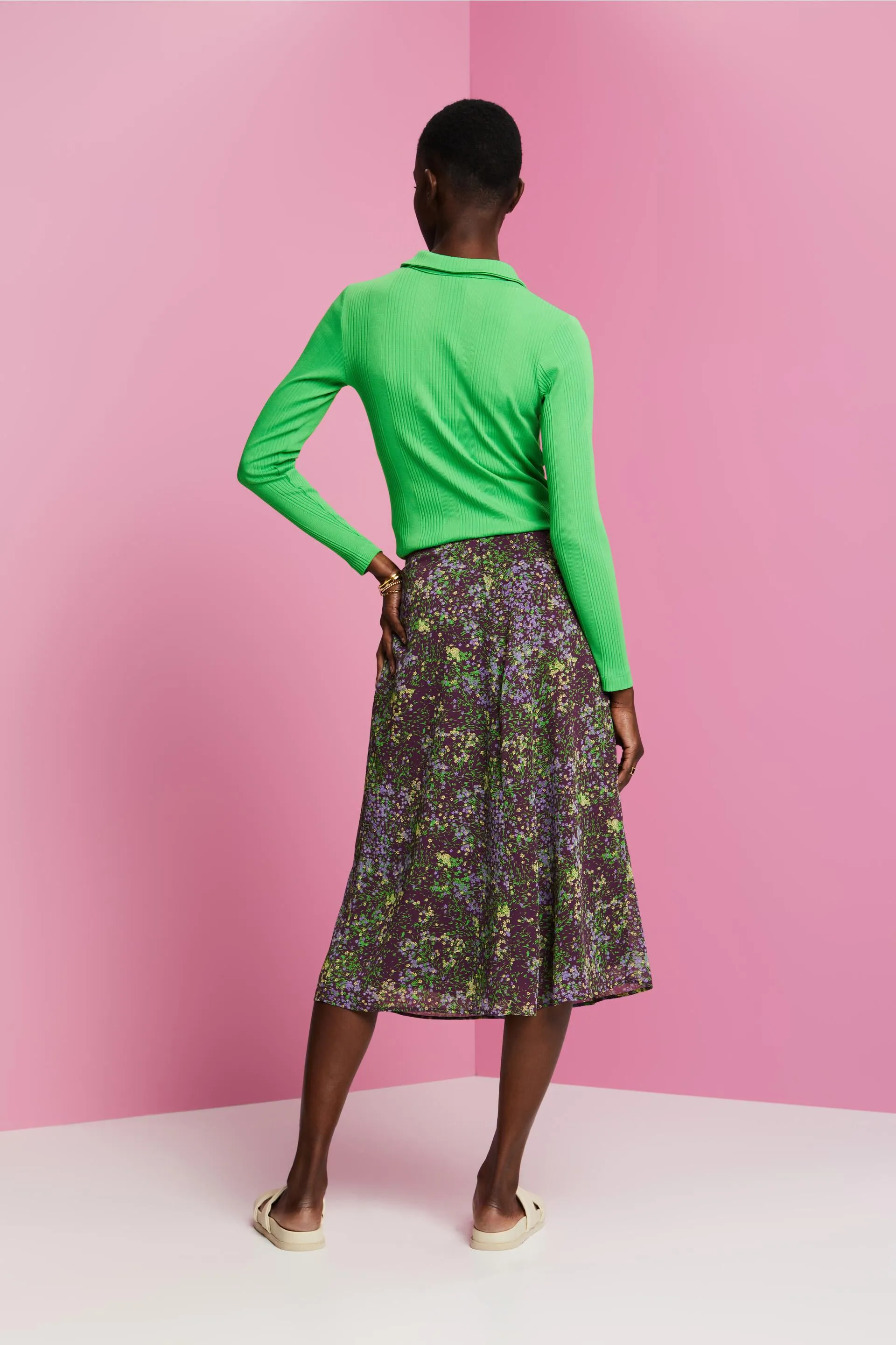Gonna midi a fantasia in chiffon