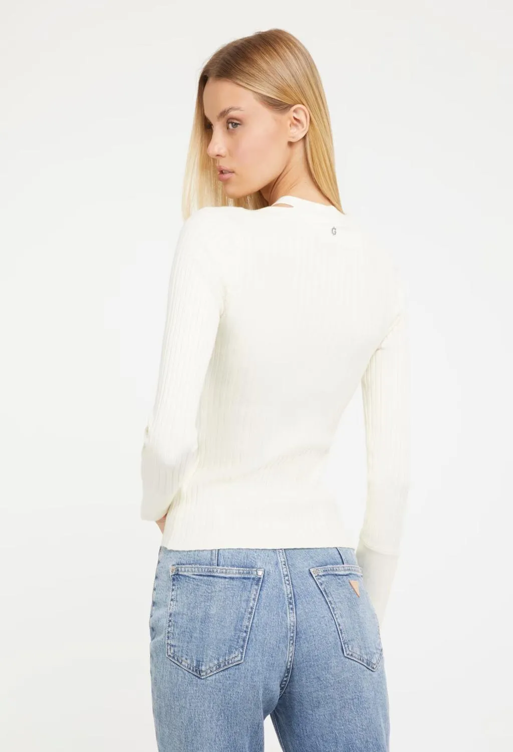 GUESS  maglione a costine panna
