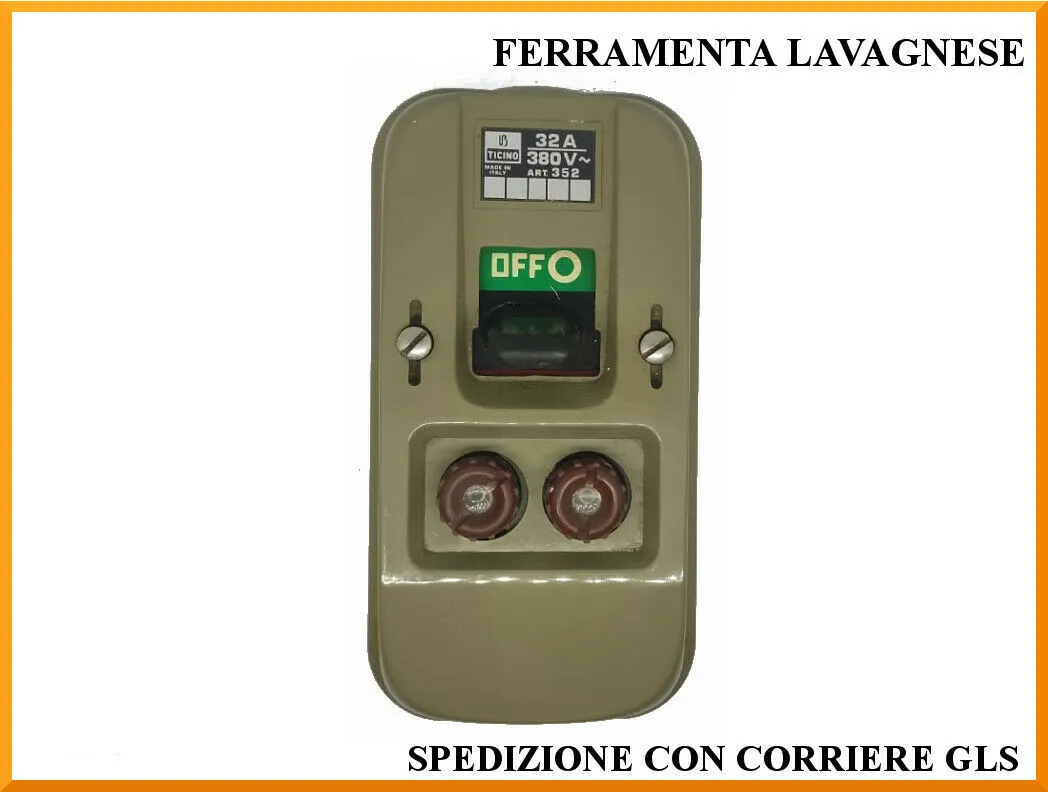 Interruttore bipolare da parete con fusibili Bticino 352 32A 380 Volts 