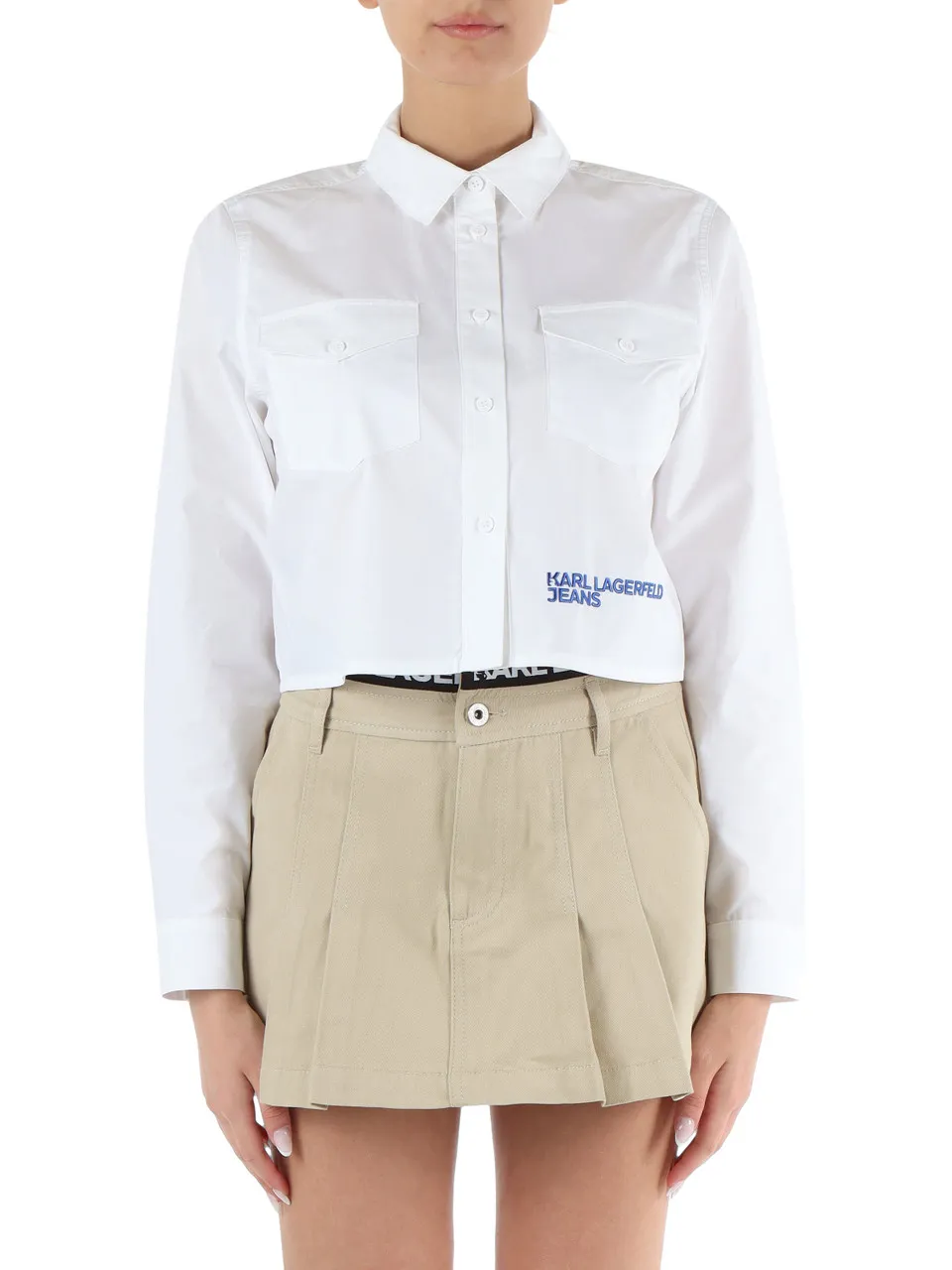 JEANS: Camicia cropped in cotone