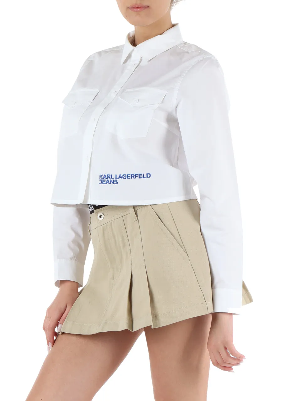 JEANS: Camicia cropped in cotone