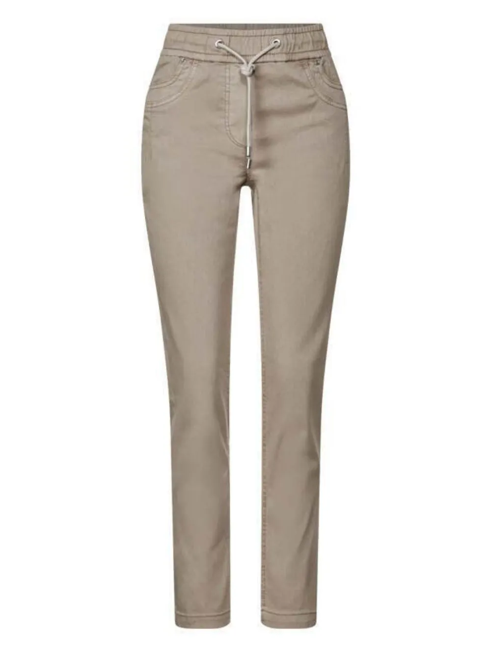 Jeans donna con laccio in vita beige