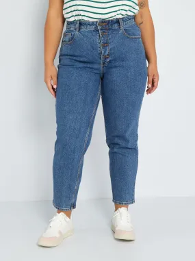 Jeans mom fit a vita alta 34L - 5 tasche - BLU