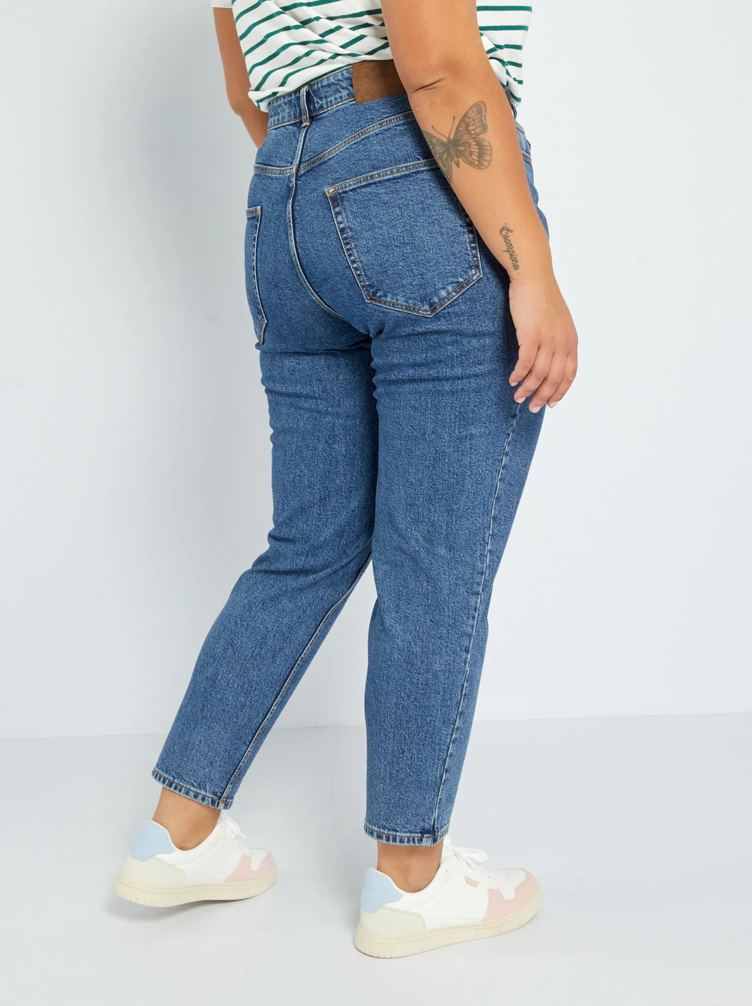 Jeans mom fit a vita alta 34L - 5 tasche - BLU