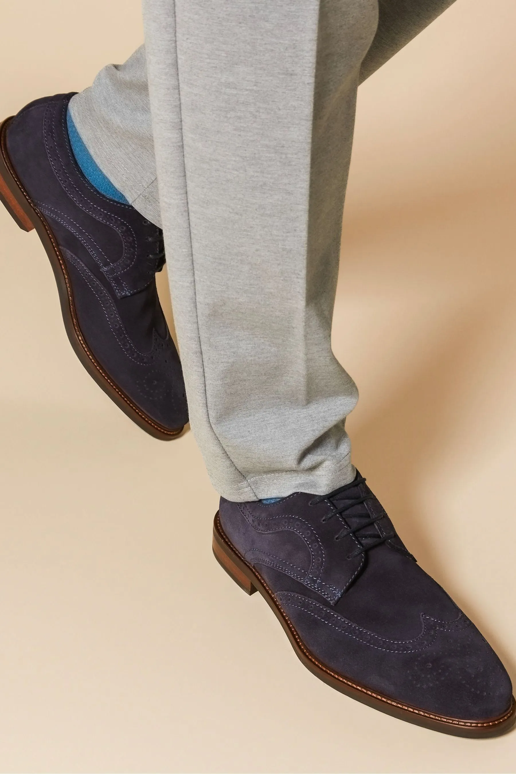 Jones Bootmaker Blu - Longwood - Scarpe brogue Derby scamosciate