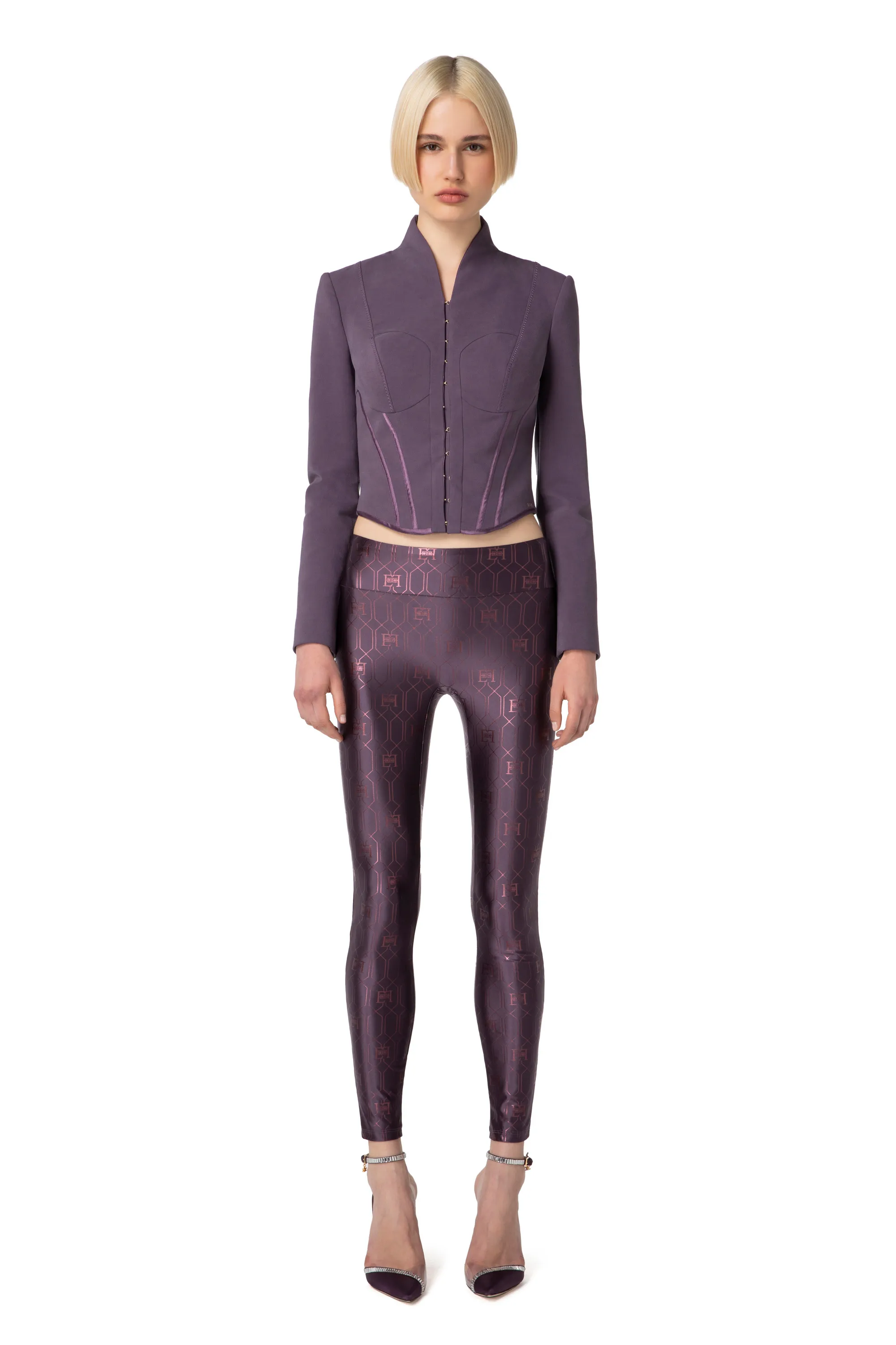 Leggings in lycra con stampa logo