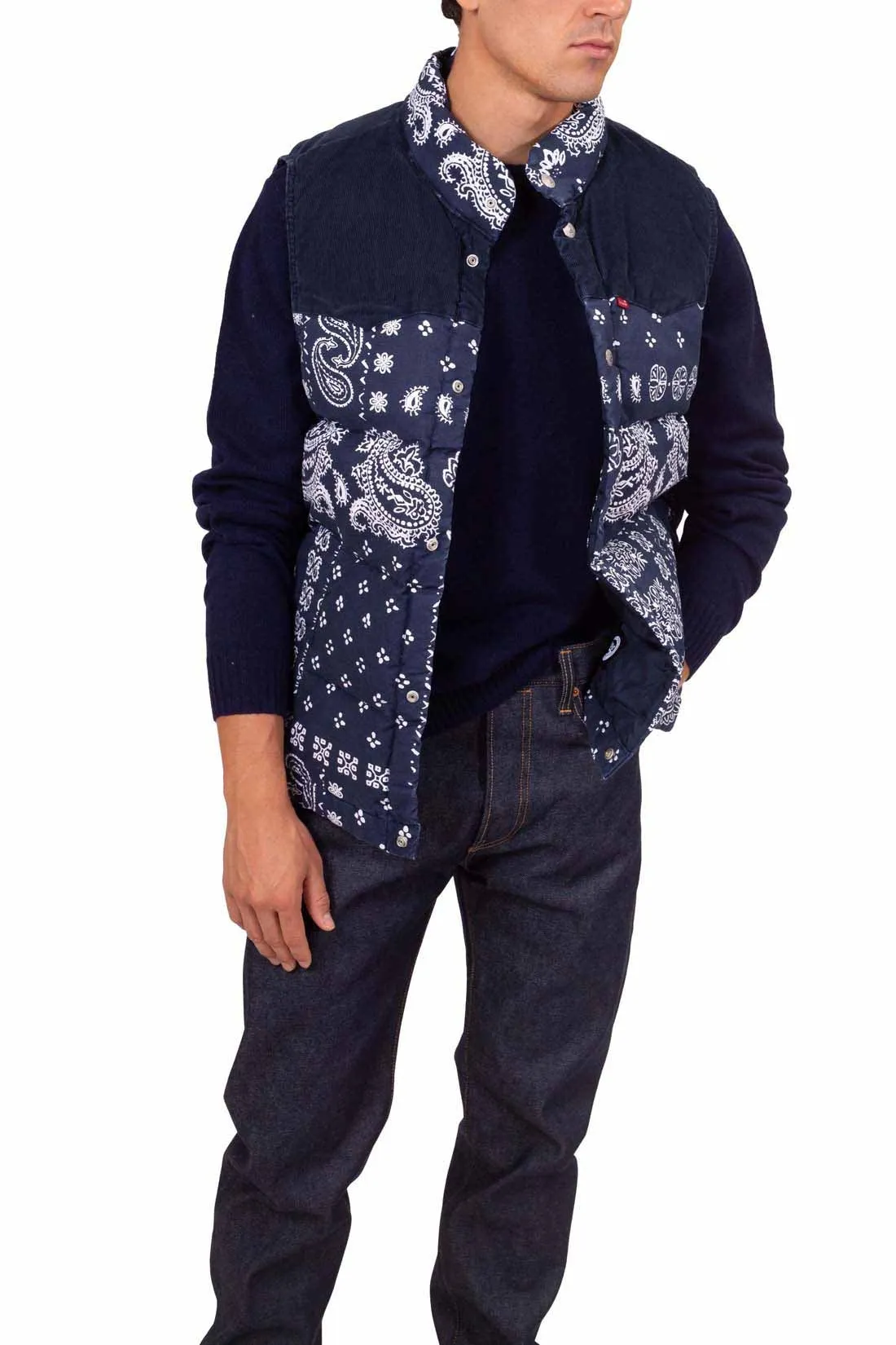 LEVI'S Giubbotto uomo smanicato con fantasia paisley