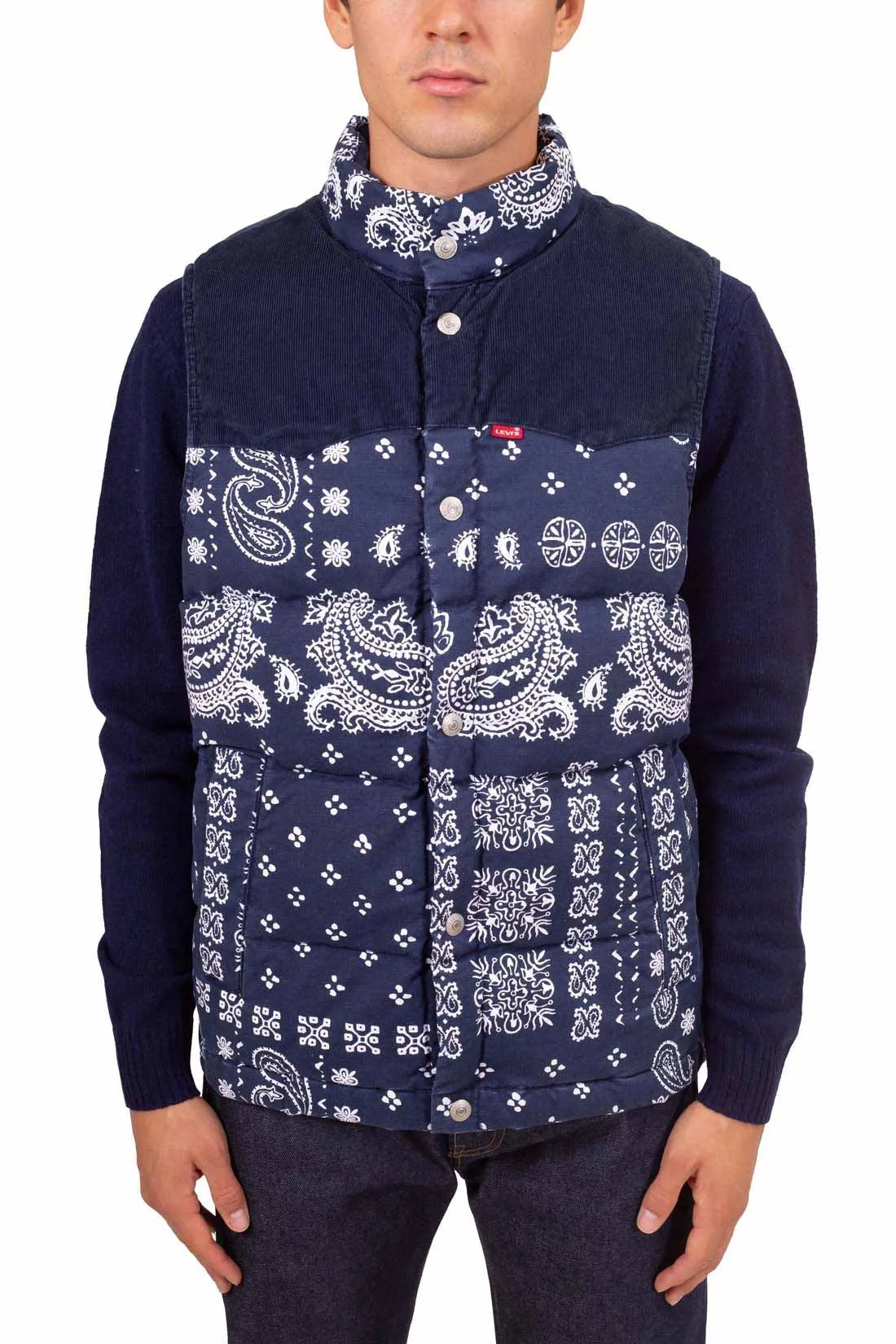 LEVI'S Giubbotto uomo smanicato con fantasia paisley