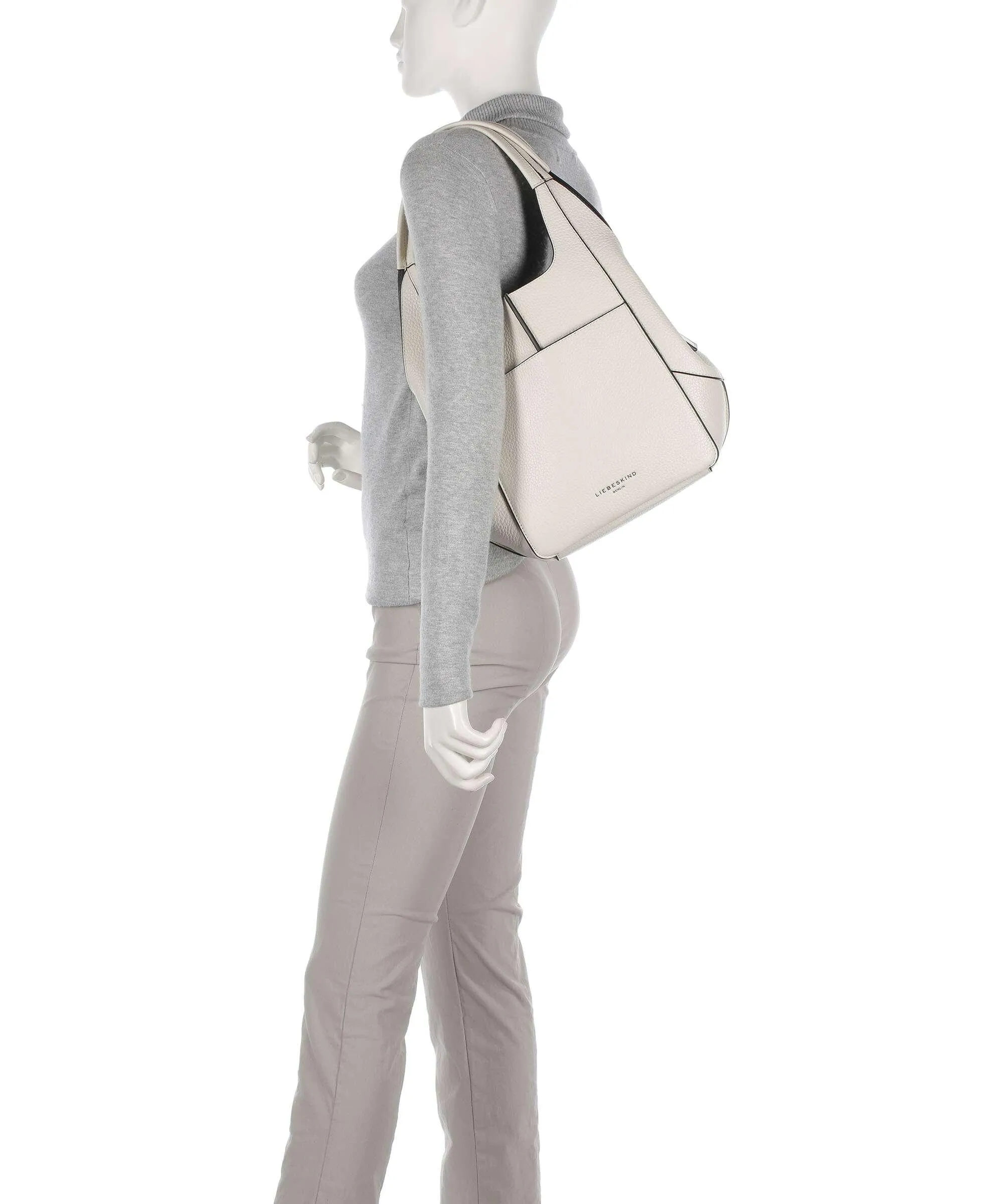  Liebeskind Lilly Heavy Pebble M Borsa hobo pelle granulata avorio  