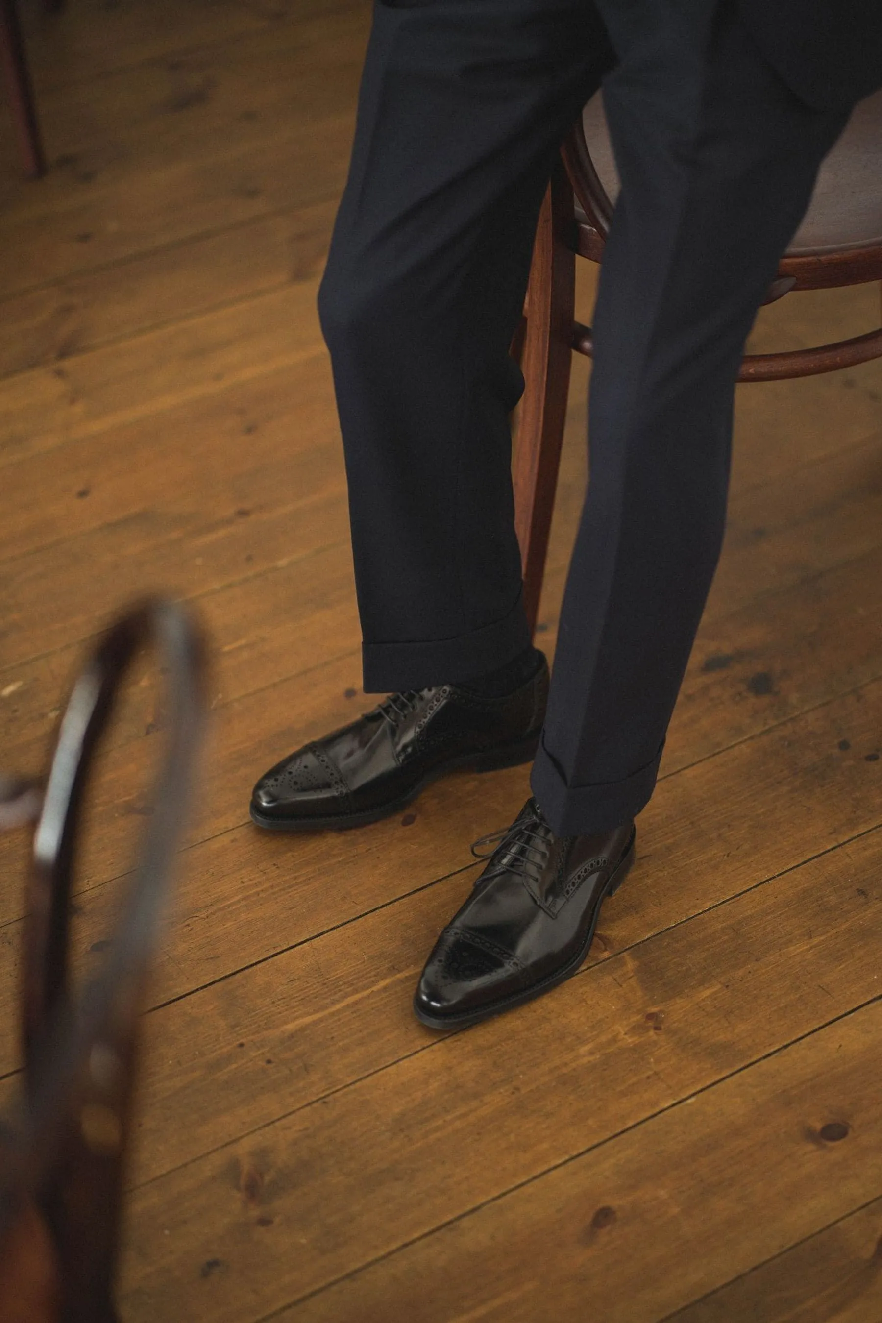 Loake - Scarpe Derby Semi Brogue in pelle lucidata