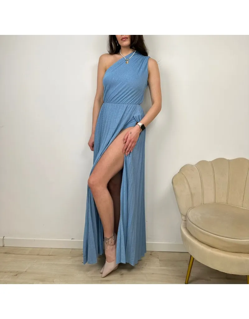 LONG DRESS MONOSPALLA AZZURRO