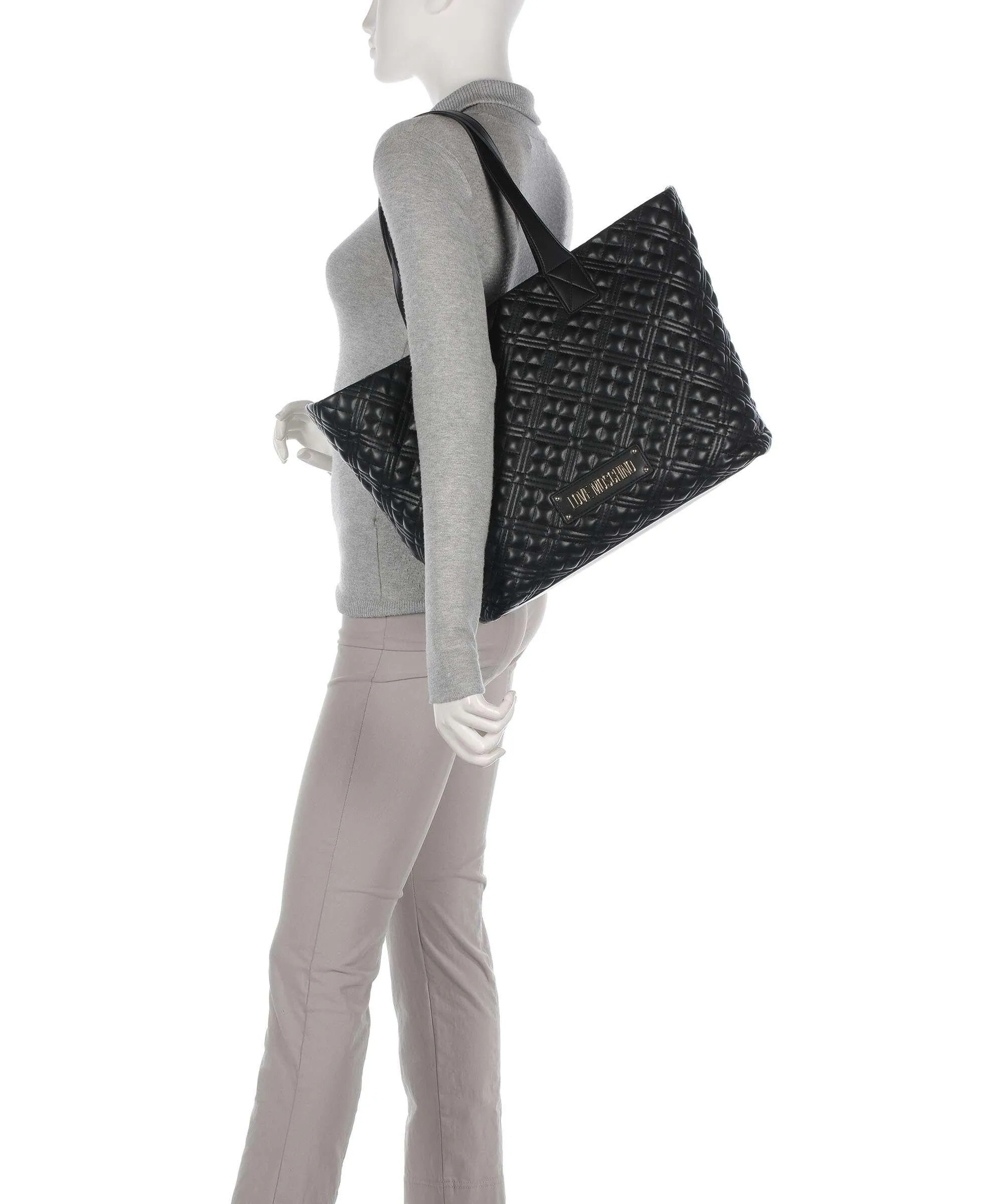  Love Moschino Quilted Borsa shopper pelle sintetica nero  