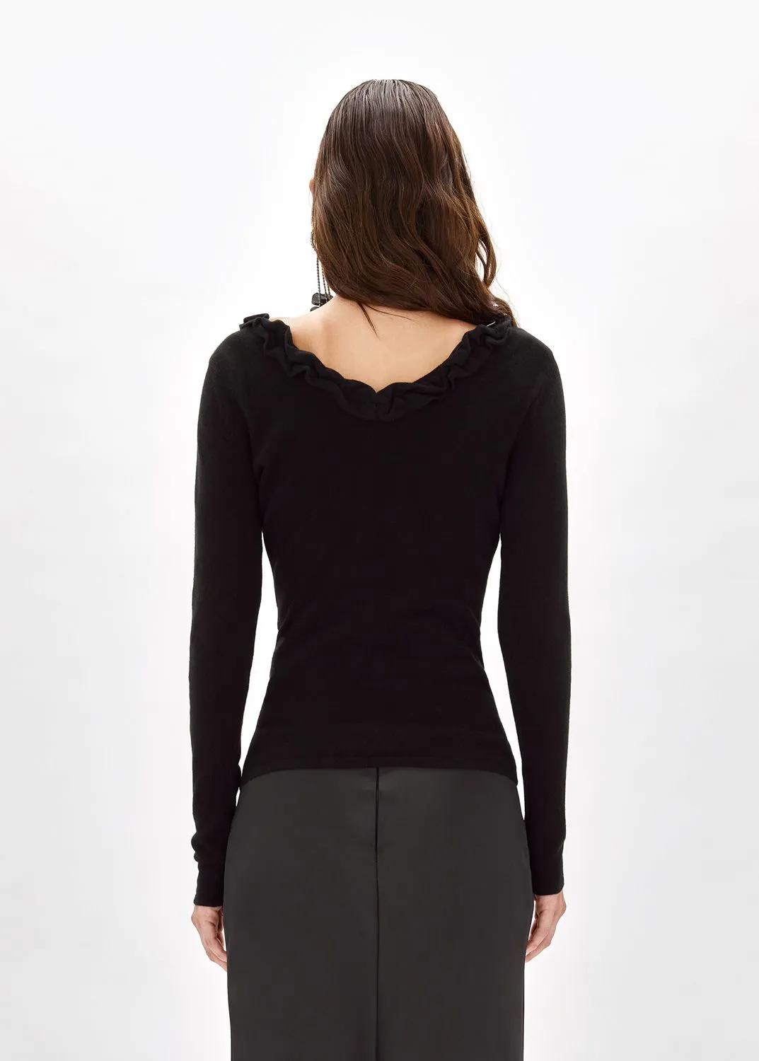 Maglia in misto lana con rose blugirl