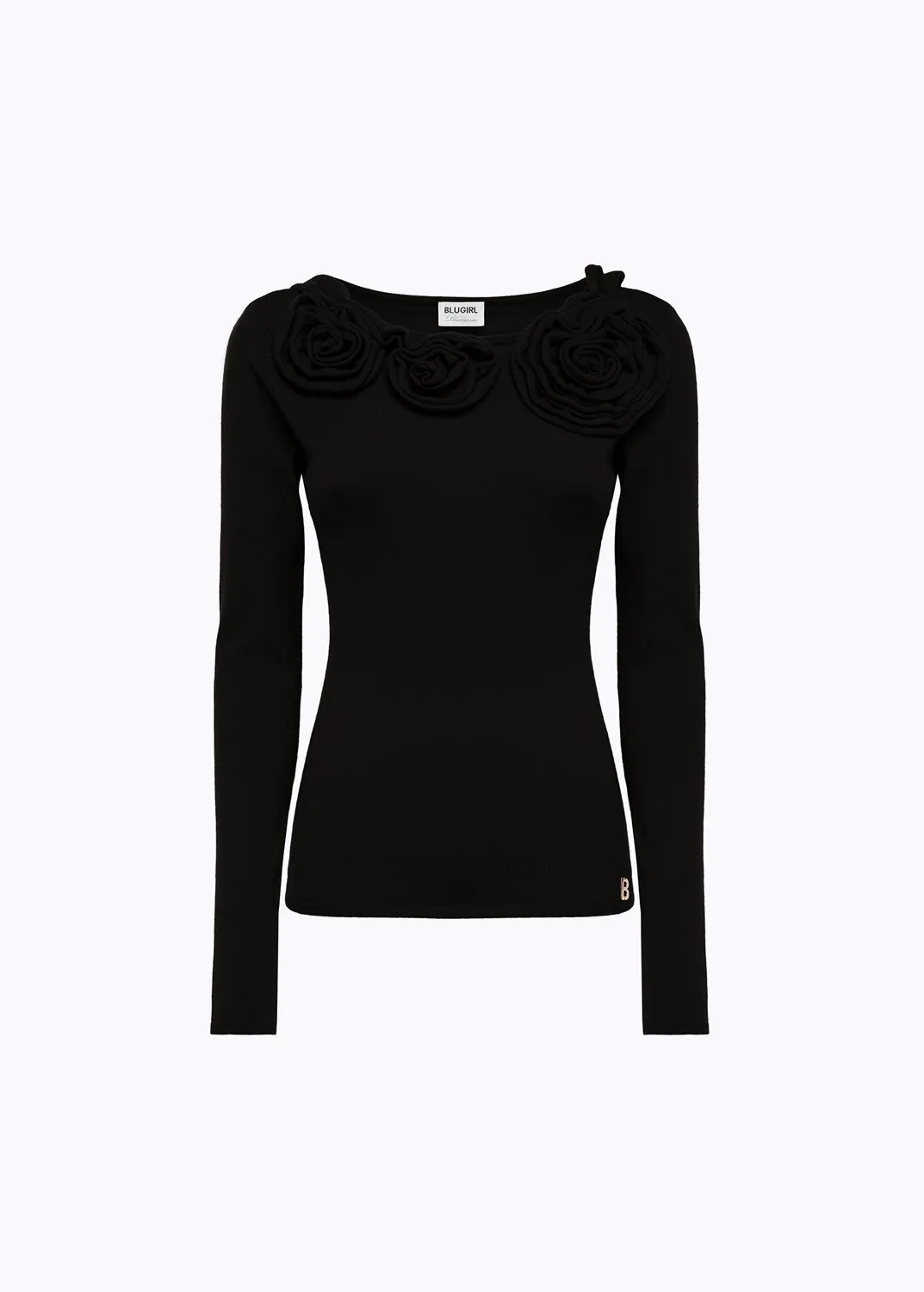 Maglia in misto lana con rose blugirl