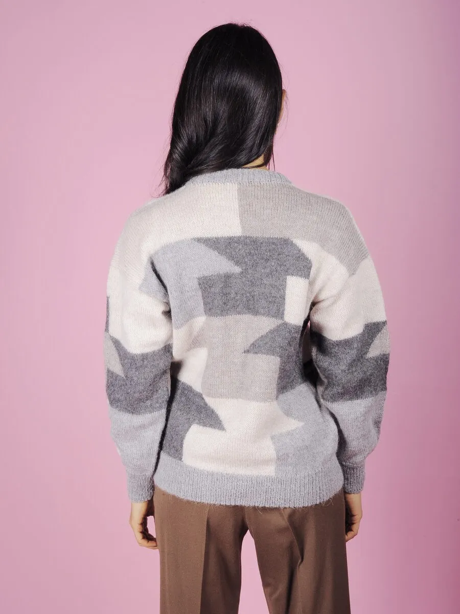 Maglione in alpaca disegni astratti
