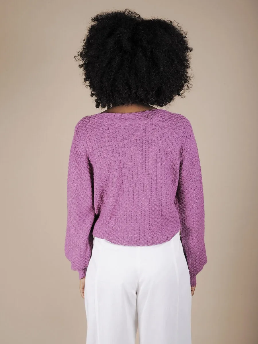 Maglione in cotone color ciclamino