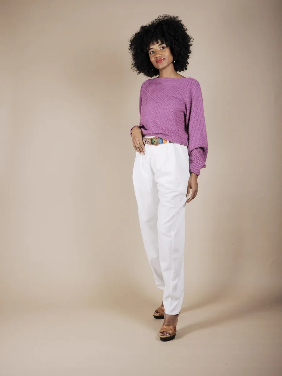Maglione in cotone color ciclamino