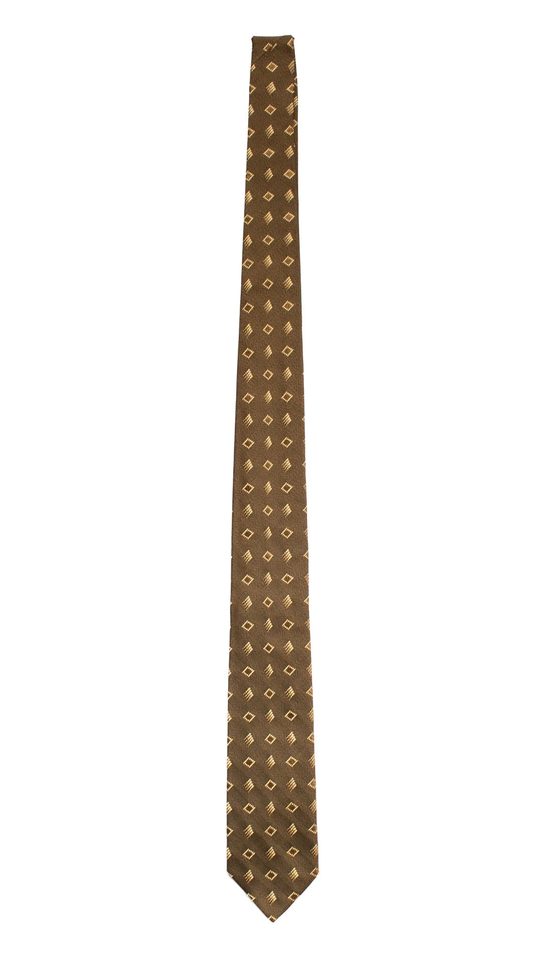 Man Iridescent Olive Green Blue Silk Tie Beige Pattern 7084