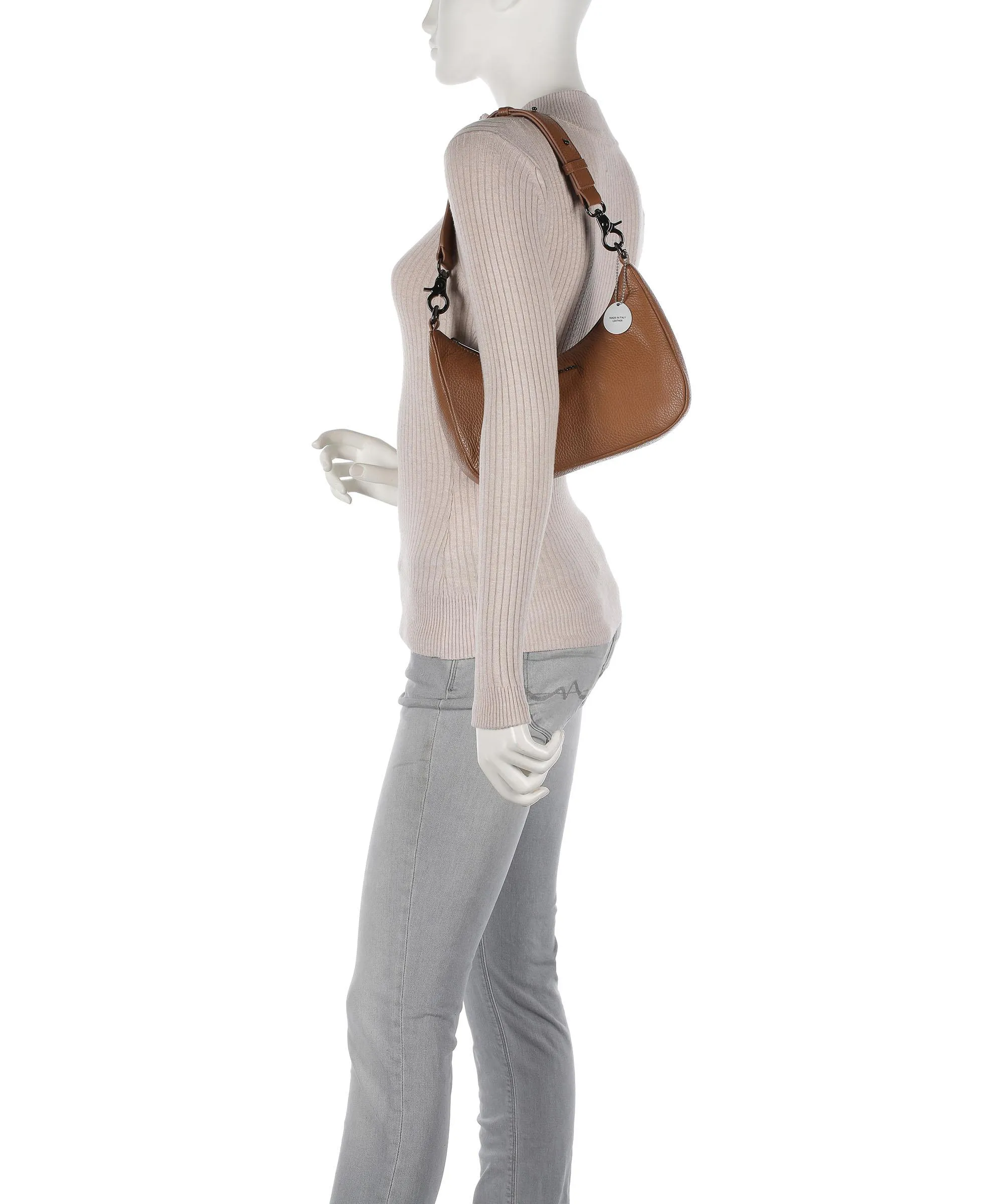  Mandarina Duck Mellow Leather Borsa a spalla pelle di vitello grana marrone  