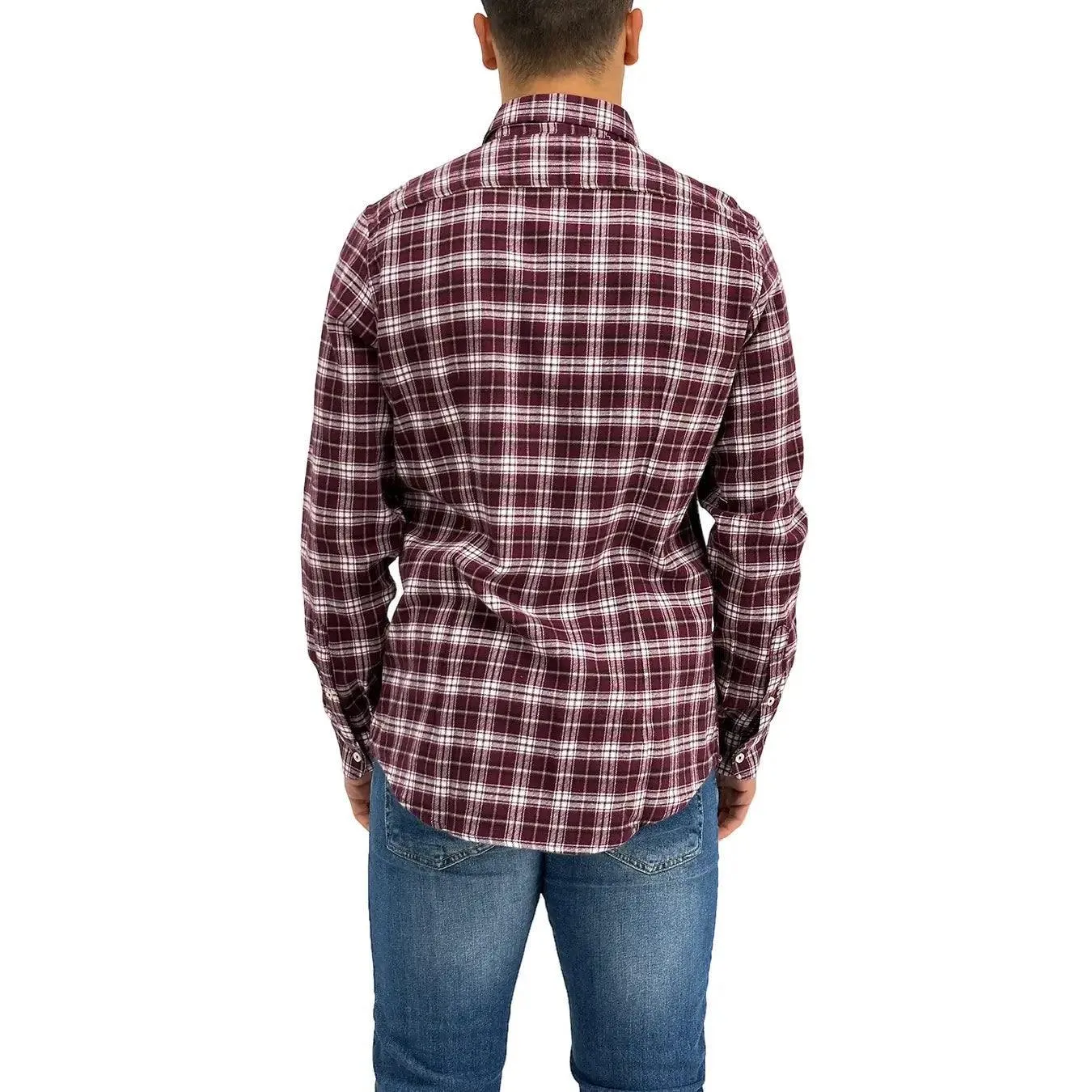 MarKup Camicia Uomo, Casual, Colletto Classico, Quadri, Cotone, Rosso
