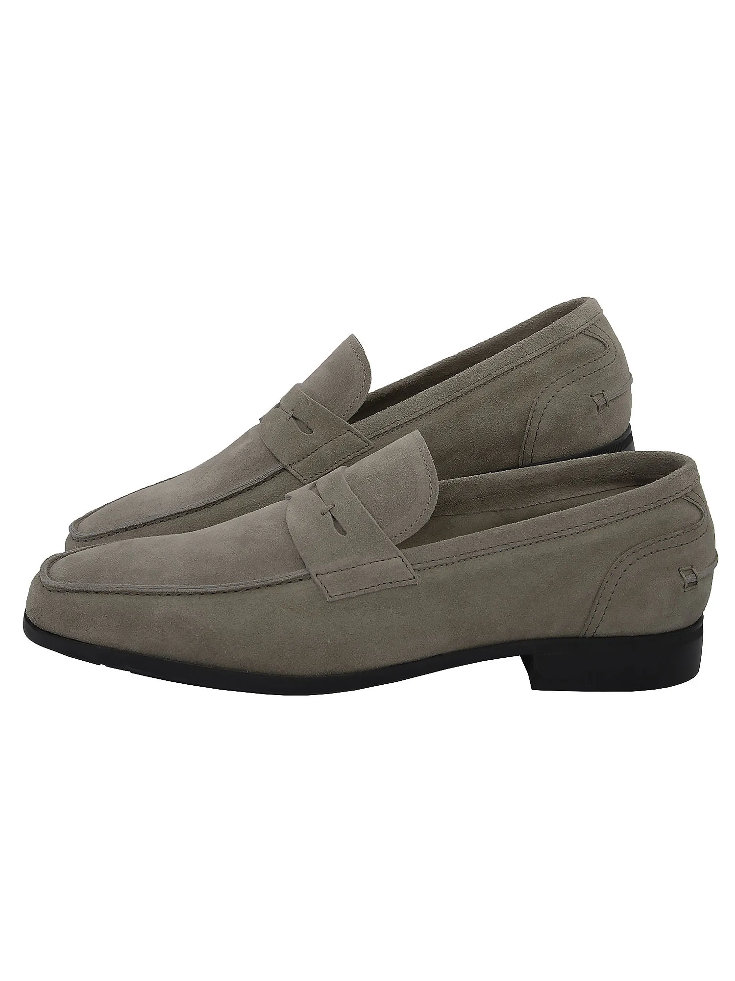 Men's loafers in light gray suede leather